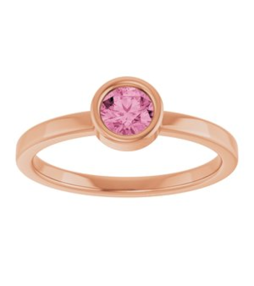 71806 Ring Set 14K Rose Natural Pink Tourmaline Round 4.5 Mm Polished Natural Pink Tourmaline Ring