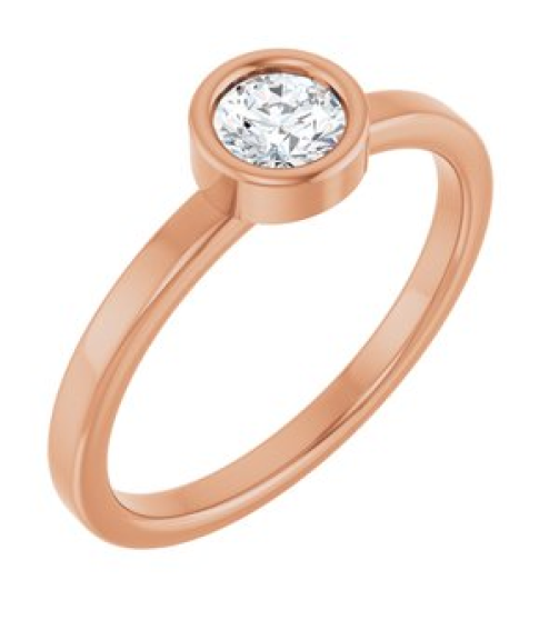 71806 Ring Set 14K Rose Natural White Sapphire Round 4.5 Mm Polished Natural White Sapphire Ring