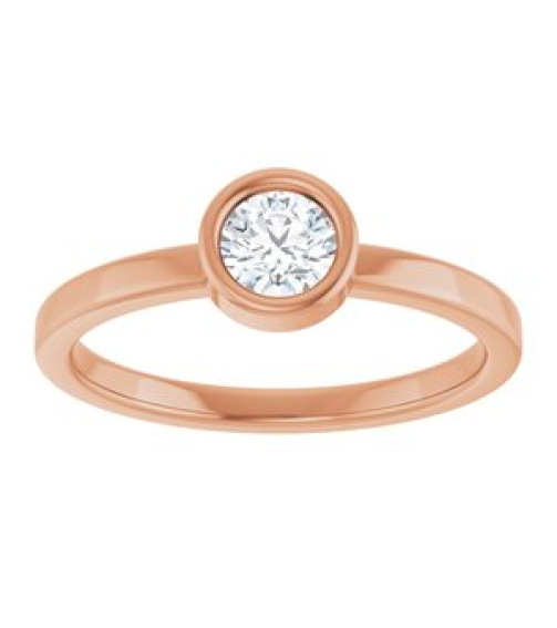 71806 Ring Set 14K Rose Natural White Sapphire Round 4.5 Mm Polished Natural White Sapphire Ring