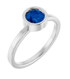 71806 Ring Set 14K White Lab-Grown Blue Sapphire Round 5.5 Mm Polished Lab-Grown Blue Sapphire Ring