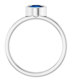 71806 Ring Set 14K White Lab-Grown Blue Sapphire Round 5.5 Mm Polished Lab-Grown Blue Sapphire Ring