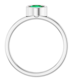 71806 Ring Set 14K White Lab-Grown Emerald Round 5.5 Mm Polished Lab-Grown Emerald Ring
