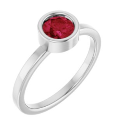 71806 Ring Set 14K White Lab-Grown Ruby Round 5.5 Mm Polished Lab-Grown Ruby Ring