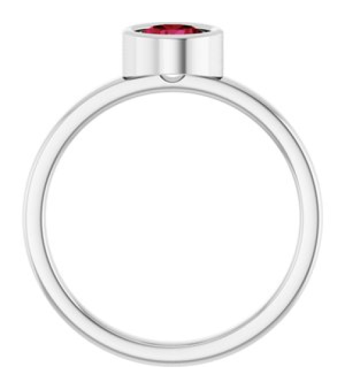 71806 Ring Set 14K White Lab-Grown Ruby Round 5.5 Mm Polished Lab-Grown Ruby Ring