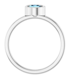 71806 Ring Set 14K White Natural Aquamarine Round 5.5 Mm Polished Natural Aquamarine Ring