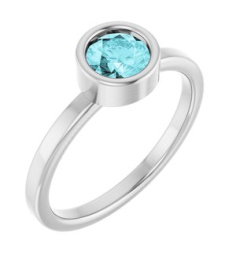 71806 Ring Set 14K White Natural Blue Zircon Round 5.5 Mm Polished Natural Blue Zircon Ring