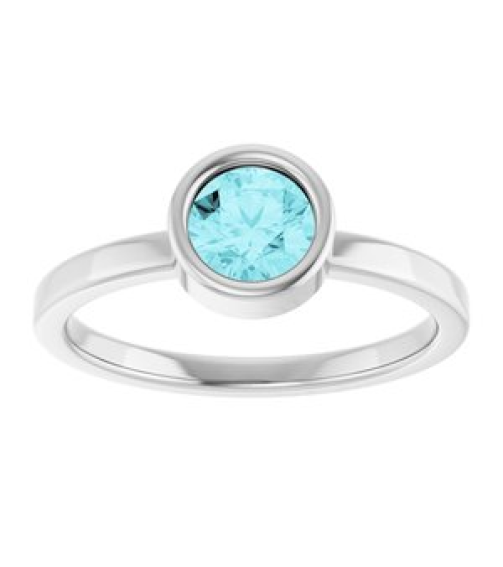 71806 Ring Set 14K White Natural Blue Zircon Round 5.5 Mm Polished Natural Blue Zircon Ring