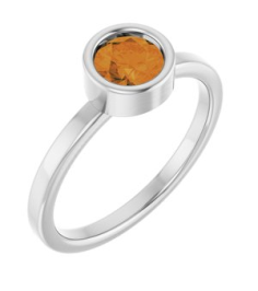 71806 Ring Set 14K White Natural Citrine Round 5.5 Mm Polished Natural Citrine Ring