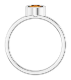 71806 Ring Set 14K White Natural Citrine Round 5.5 Mm Polished Natural Citrine Ring
