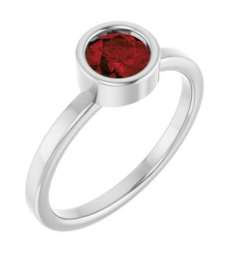 71806 Ring Set 14K White Natural Mozambique Garnet Round 5.5 Mm Polished Natural Mozambique Garnet Ring
