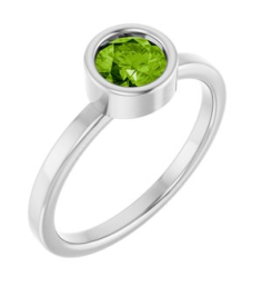 71806 Ring Set 14K White Natural Peridot Round 5.5 Mm Polished Natural Peridot Ring