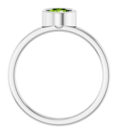 71806 Ring Set 14K White Natural Peridot Round 5.5 Mm Polished Natural Peridot Ring
