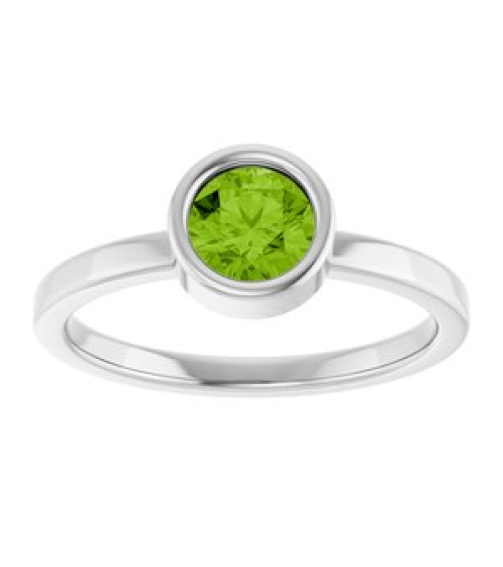 71806 Ring Set 14K White Natural Peridot Round 5.5 Mm Polished Natural Peridot Ring