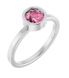 71806 Ring Set 14K White Natural Pink Tourmaline Round 5.5 Mm Polished Natural Pink Tourmaline Ring