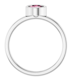 71806 Ring Set 14K White Natural Pink Tourmaline Round 5.5 Mm Polished Natural Pink Tourmaline Ring
