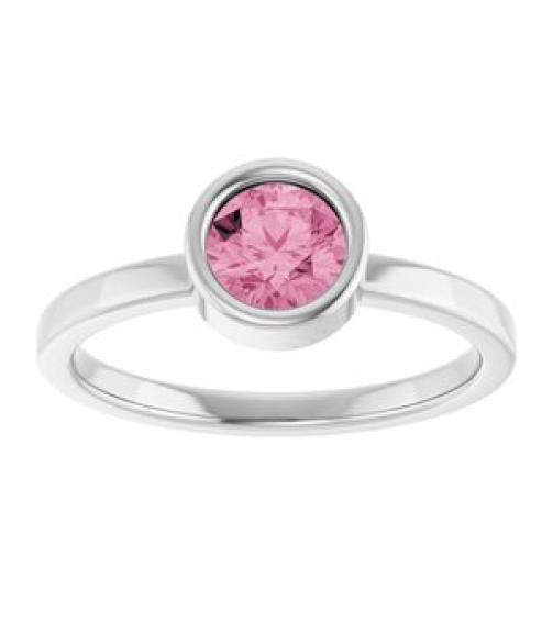 71806 Ring Set 14K White Natural Pink Tourmaline Round 5.5 Mm Polished Natural Pink Tourmaline Ring