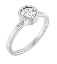 71806 Ring Set 14K White Natural White Sapphire Round 5.5 Mm Polished Natural White Sapphire Ring