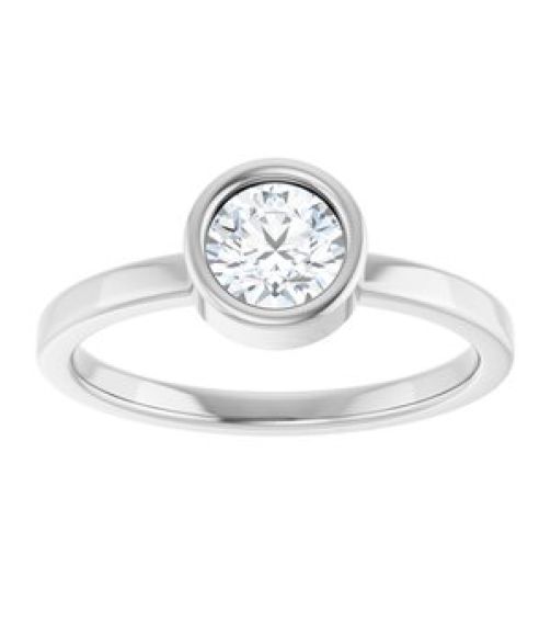 71806 Ring Set 14K White Natural White Sapphire Round 5.5 Mm Polished Natural White Sapphire Ring