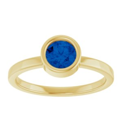 71806 Ring Set 14K Yellow Lab-Grown Blue Sapphire Round 5.5 Mm Polished Lab-Grown Blue Sapphire Ring