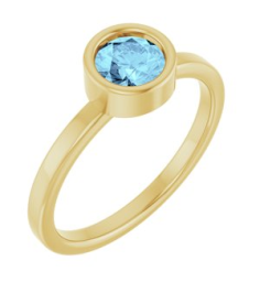 71806 Ring Set 14K Yellow Natural Aquamarine Round 5.5 Mm Polished Natural Aquamarine Ring
