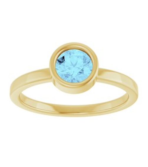 71806 Ring Set 14K Yellow Natural Aquamarine Round 5.5 Mm Polished Natural Aquamarine Ring