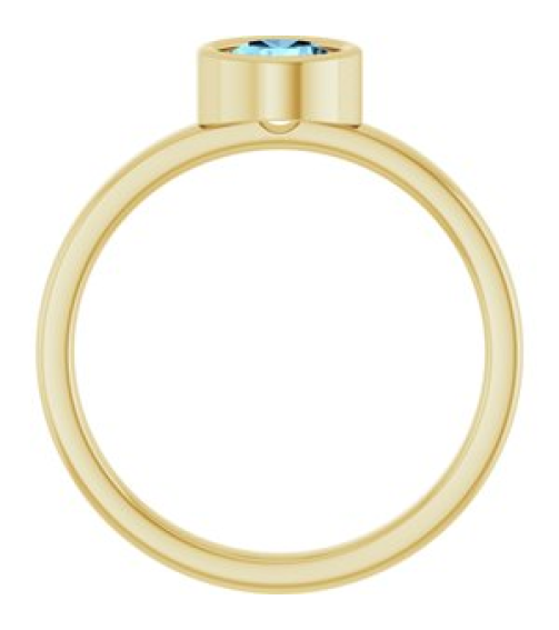 71806 Ring Set 14K Yellow Natural Aquamarine Round 5.5 Mm Polished Natural Aquamarine Ring