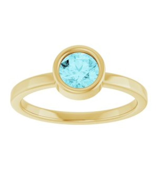 71806 Ring Set 14K Yellow Natural Blue Zircon Round 5.5 Mm Polished Natural Blue Zircon Ring
