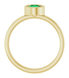 71806 Ring Set 14K Yellow Natural Emerald Round 5.5 Mm Polished Natural Emerald Ring