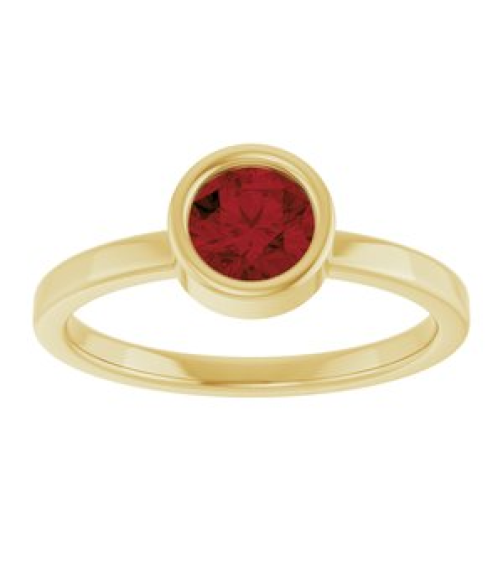 71806 Ring Set 14K Yellow Natural Mozambique Garnet Round 5.5 Mm Polished Natural Mozambique Garnet Ring