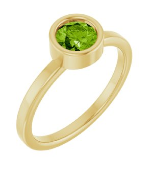 71806 Ring Set 14K Yellow Natural Peridot Round 5.5 Mm Polished Natural Peridot Ring