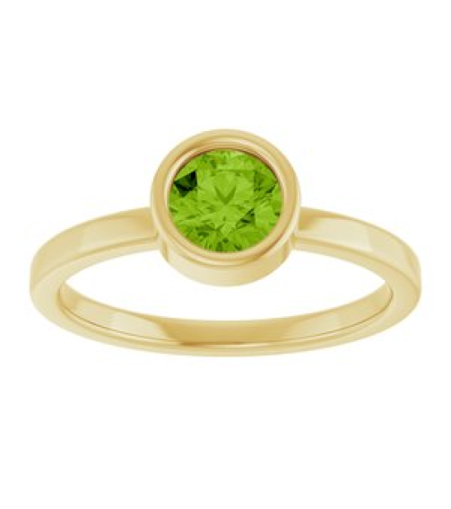 71806 Ring Set 14K Yellow Natural Peridot Round 5.5 Mm Polished Natural Peridot Ring