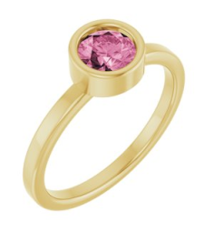 71806 Ring Set 14K Yellow Natural Pink Tourmaline Round 5.5 Mm Polished Natural Pink Tourmaline Ring
