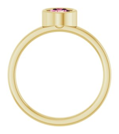 71806 Ring Set 14K Yellow Natural Pink Tourmaline Round 5.5 Mm Polished Natural Pink Tourmaline Ring