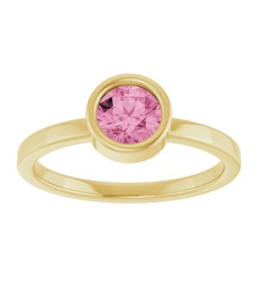 71806 Ring Set 14K Yellow Natural Pink Tourmaline Round 5.5 Mm Polished Natural Pink Tourmaline Ring
