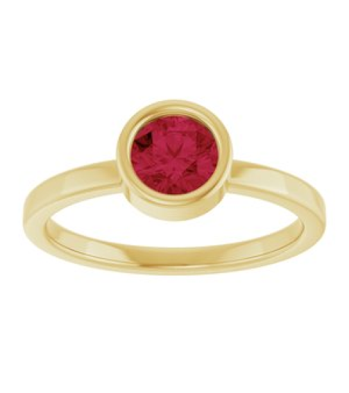 71806 Ring Set 14K Yellow Natural Ruby Round 5.5 Mm Polished Natural Ruby Ring