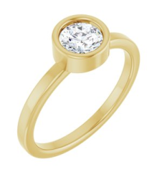 71806 Ring Set 14K Yellow Natural White Sapphire Round 5.5 Mm Polished Natural White Sapphire Ring