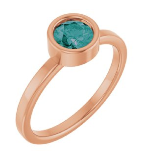 71806 Ring Set 14K Rose Lab-Grown Alexandrite Round 5.5 Mm Polished Lab-Grown Alexandrite Ring
