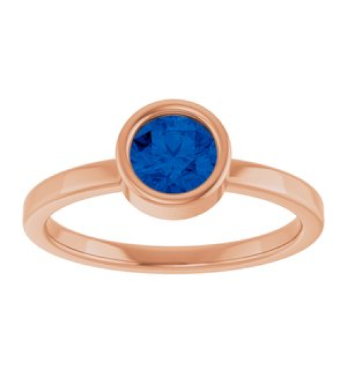 71806 Ring Set 14K Rose Lab-Grown Blue Sapphire Round 5.5 Mm Polished Lab-Grown Blue Sapphire Ring