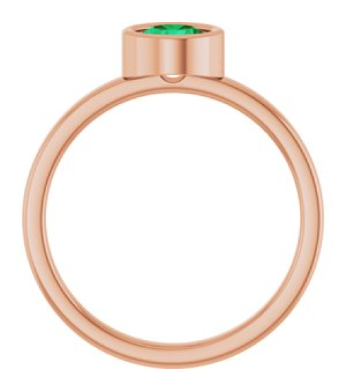 71806 Ring Set 14K Rose Lab-Grown Emerald Round 5.5 Mm Polished Lab-Grown Emerald Ring