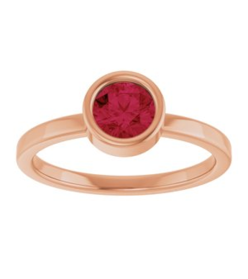 71806 Ring Set 14K Rose Lab-Grown Ruby Round 5.5 Mm Polished Lab-Grown Ruby Ring