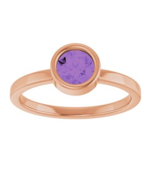 71806 Ring Set 14K Rose Natural Amethyst Round 5.5 Mm Polished Natural Amethyst Ring