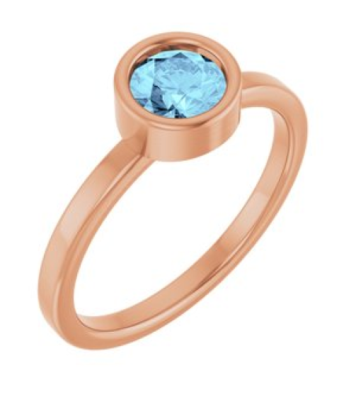71806 Ring Set 14K Rose Natural Aquamarine Round 5.5 Mm Polished Natural Aquamarine Ring