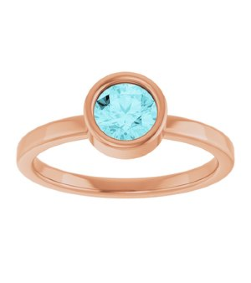 71806 Ring Set 14K Rose Natural Blue Zircon Round 5.5 Mm Polished Natural Blue Zircon Ring