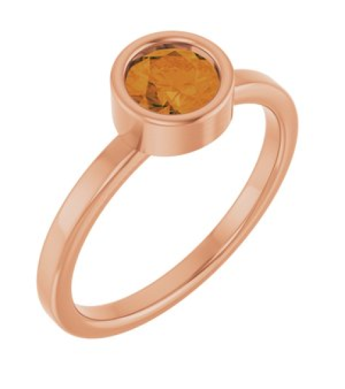 71806 Ring Set 14K Rose Natural Citrine Round 5.5 Mm Polished Natural Citrine Ring