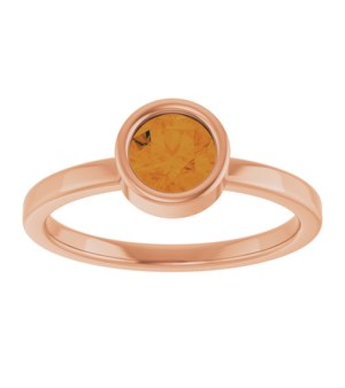 71806 Ring Set 14K Rose Natural Citrine Round 5.5 Mm Polished Natural Citrine Ring