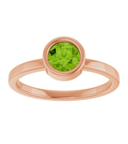 71806 Ring Set 14K Rose Natural Peridot Round 5.5 Mm Polished Natural Peridot Ring