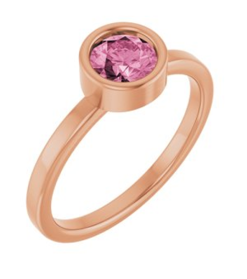 71806 Ring Set 14K Rose Natural Pink Tourmaline Round 5.5 Mm Polished Natural Pink Tourmaline Ring