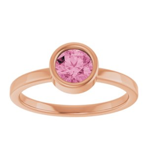 71806 Ring Set 14K Rose Natural Pink Tourmaline Round 5.5 Mm Polished Natural Pink Tourmaline Ring