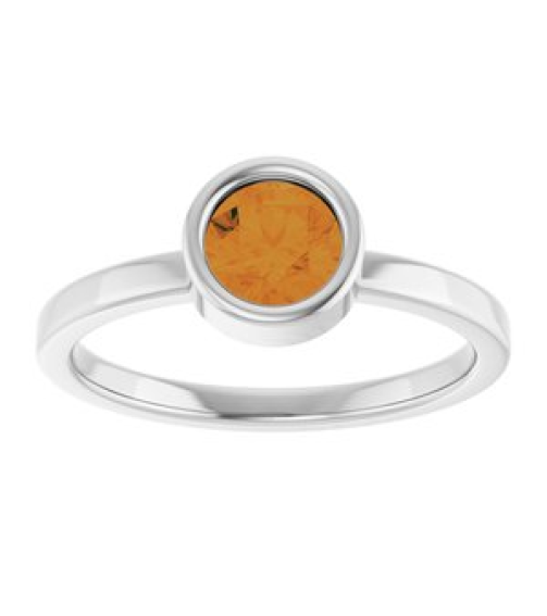 71806 Ring Set Platinum Natural Citrine Round 5.5 Mm Polished Natural Citrine Ring