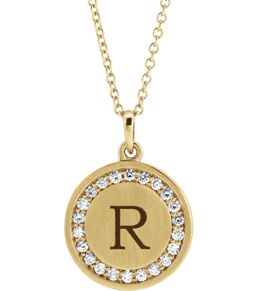 86437 Necklace Set 14K Yellow Round Natural Diamond 16.7 X 14.3 Mm 1.3Mm 15 Ctw I1, G-H 16-18 In Polished 15 Ctw Natural Diamond Halo-Style Engravable Necklace